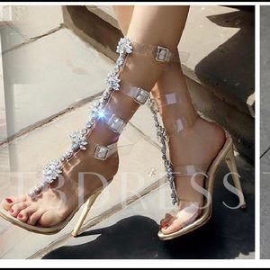 High heel clear boot